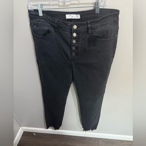 KanCan East Hartford High Rise Button Fly‎ Black Skinny Jeans Size 15/31